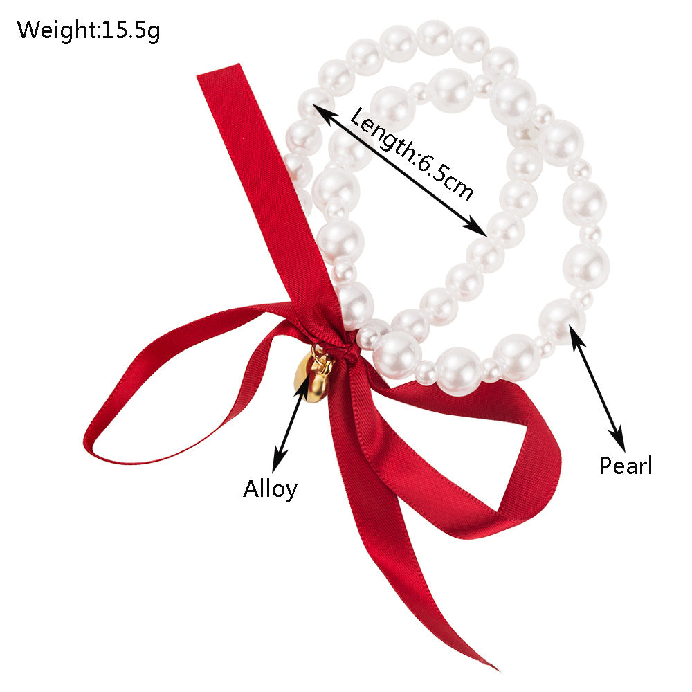 New Style Heart Shape Elastic Hair Tie For Women With Artificial Pearl In Natural Pink, Perfect For Summer
