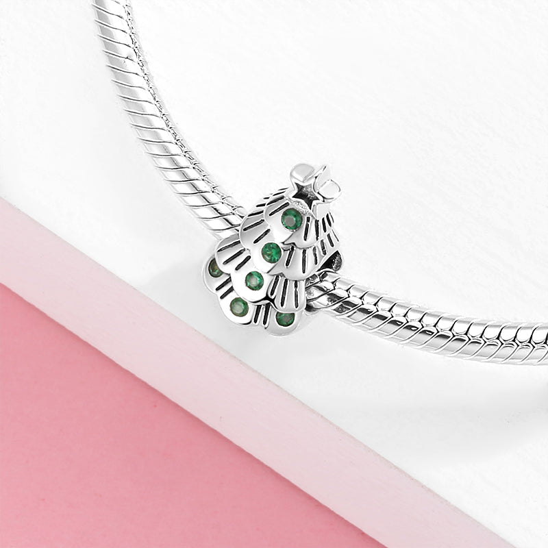 Christmas Tree Pendant In 925 Sterling Silver With Electroplated Finish And Synthetic Zirconia Inlay, 1 Piece