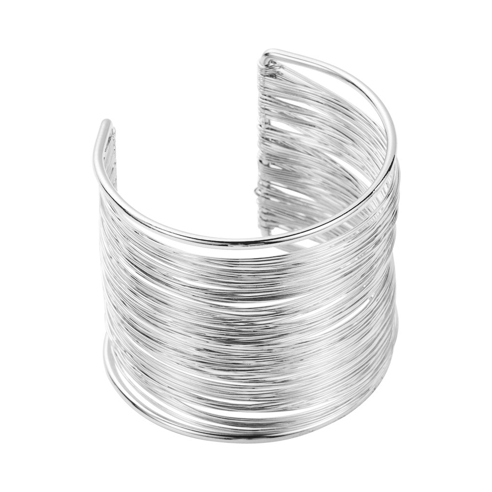 Geometric Brushed Silver Alloy Bangle For Women, Stylish And Elegant Bracelet Accessory