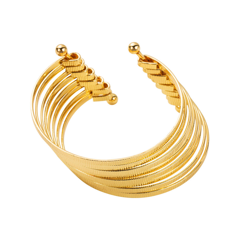 Geometric Brushed Silver Alloy Bangle For Women, Stylish And Elegant Bracelet Accessory