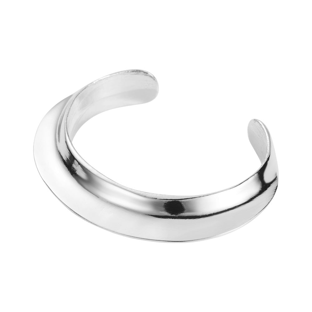 C Shape Wide Bracelet For Women In Simple Style, Gold Electroplated Alloy
