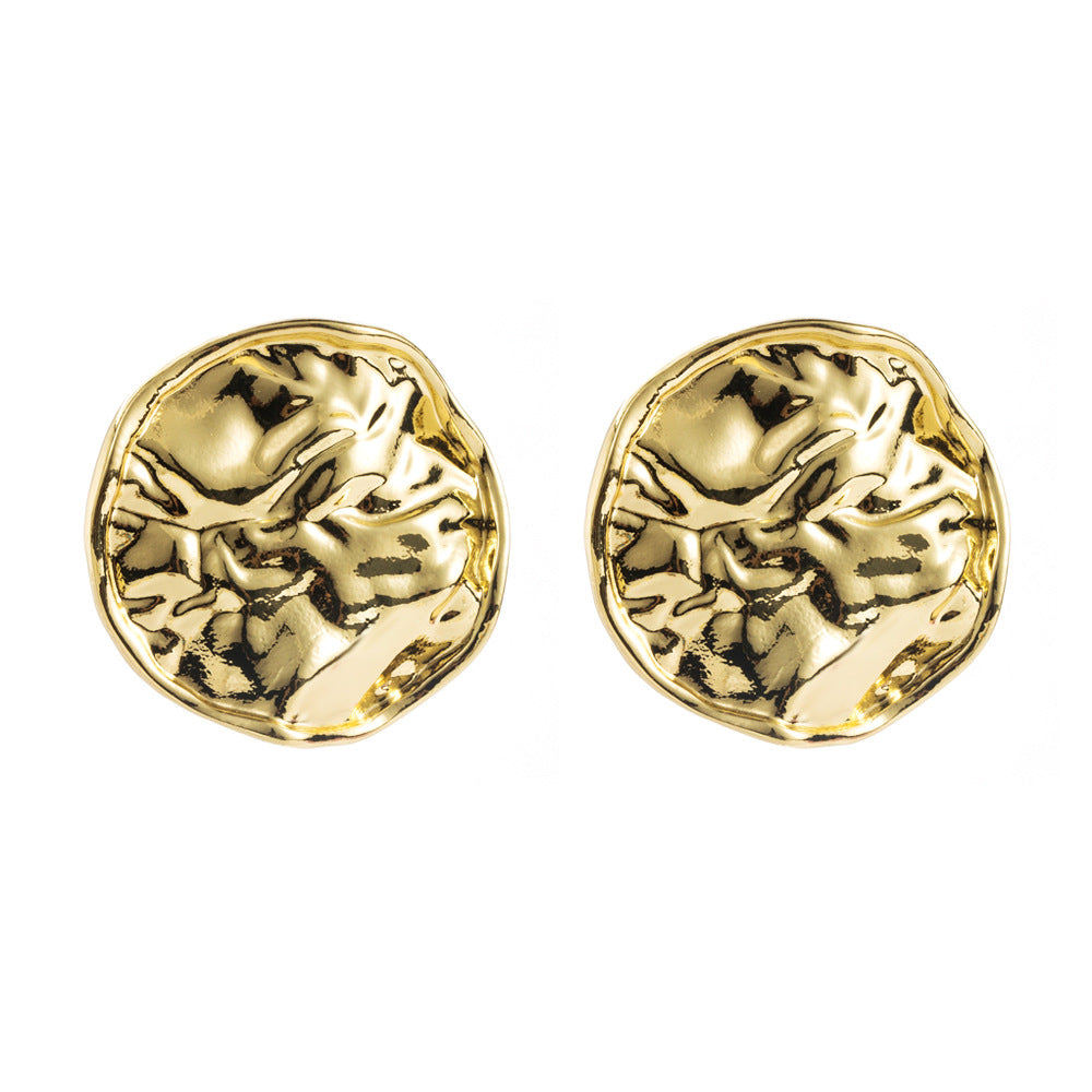 Geometric Gold Stud Earrings For Women In Simple Style, Alloy With 925 Sterling Silver Posts