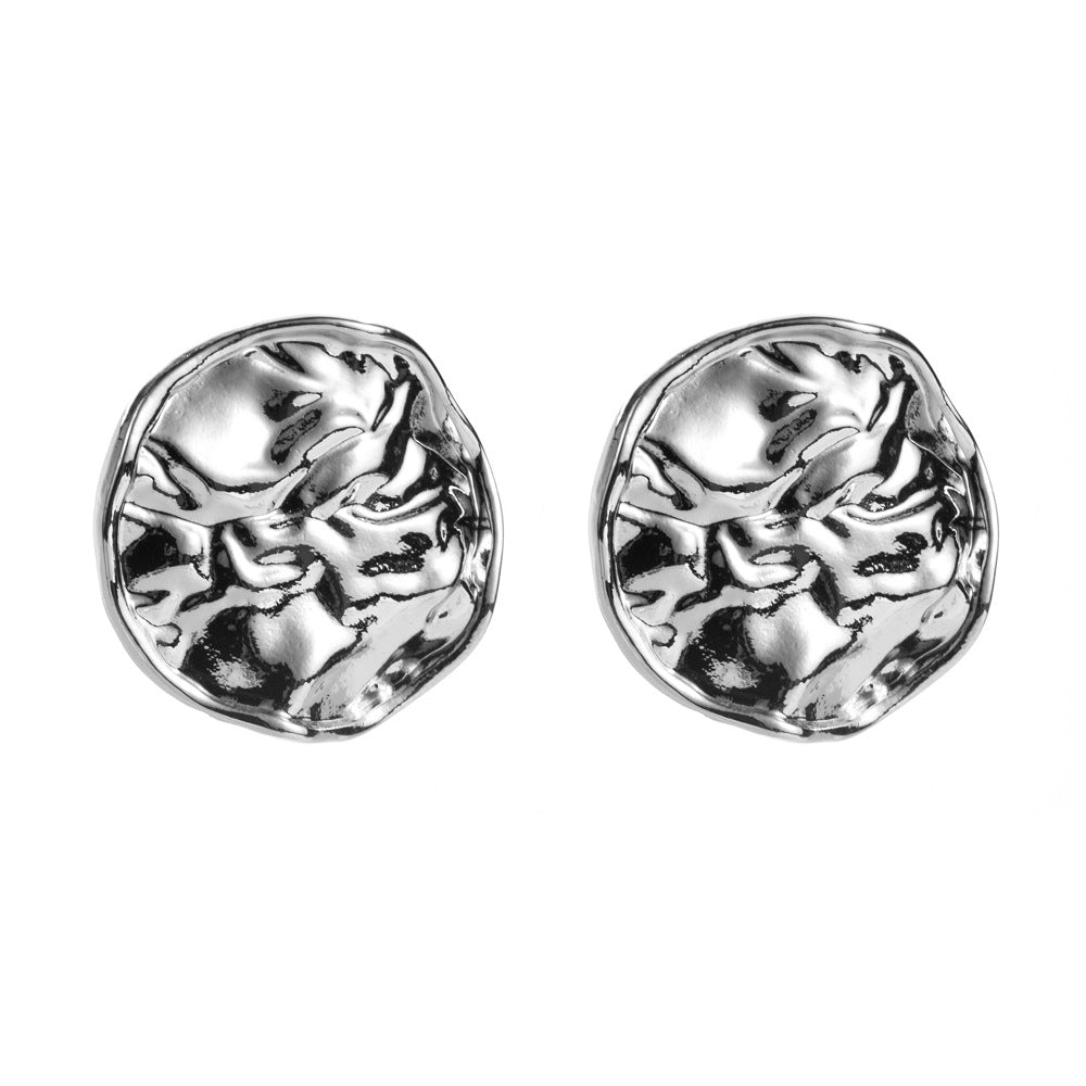 Geometric Gold Stud Earrings For Women In Simple Style, Alloy With 925 Sterling Silver Posts