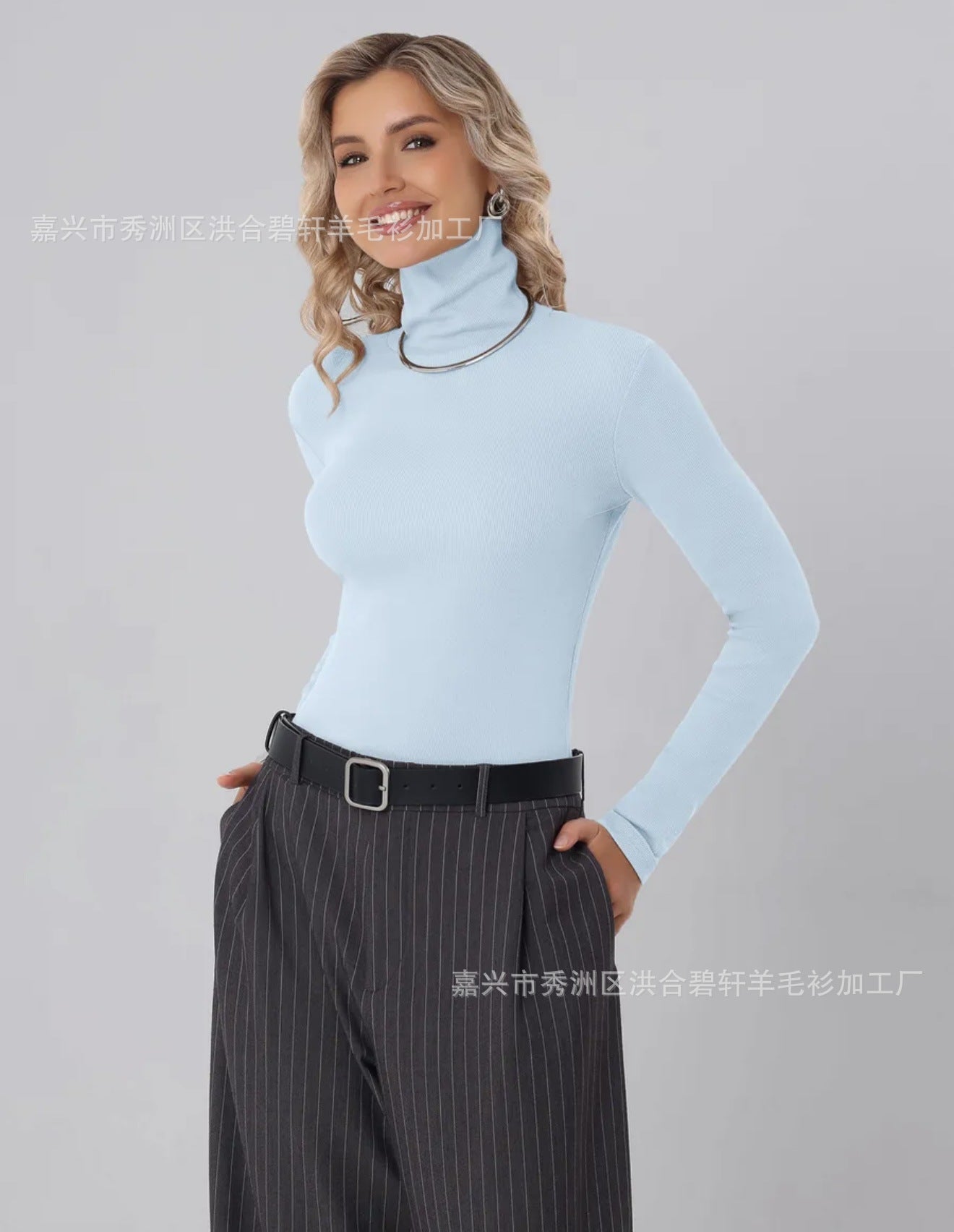 New Style Fresh Candy Color Half High Collar Knitted Base Shirt Women's Autumn Winter New Fashion Slim Fit Knit Top