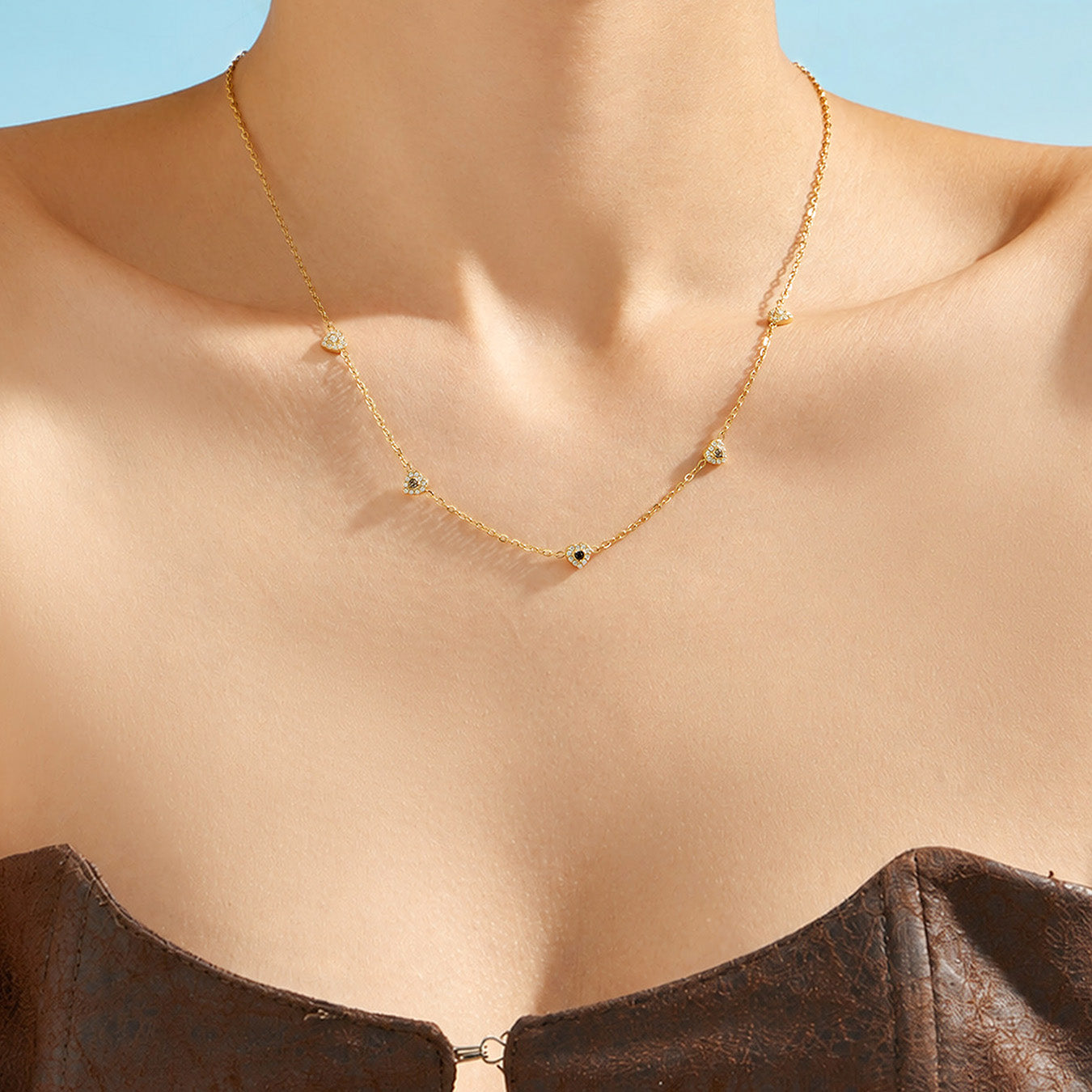 IG Style Geometric Bracelets With Zircon Inlay In 316 Stainless Steel, PVD Coated And 18K Gold Plated Chain