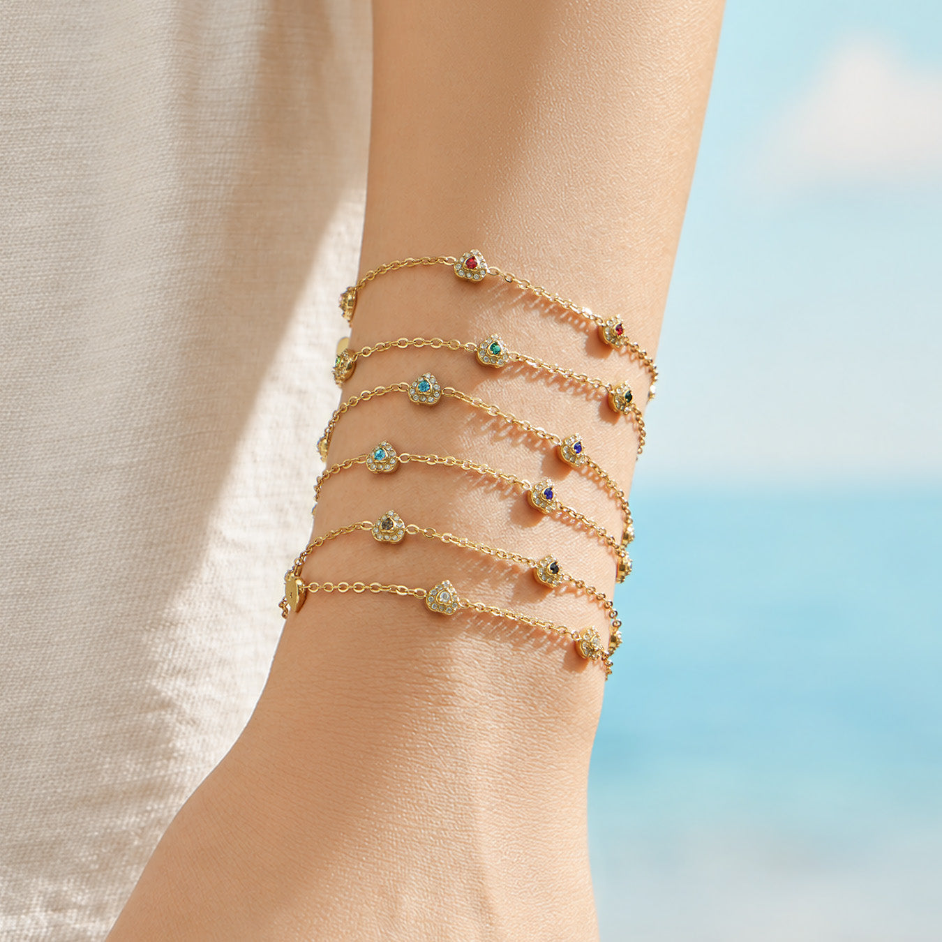 IG Style Geometric Bracelets With Zircon Inlay In 316 Stainless Steel, PVD Coated And 18K Gold Plated Chain