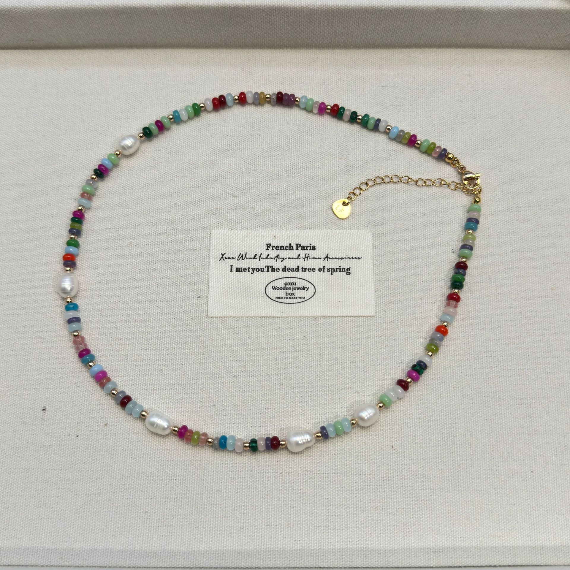 Freshwater Pearl Beaded Necklace For Women With Real Gold Plated Beaded Chain In Colour
