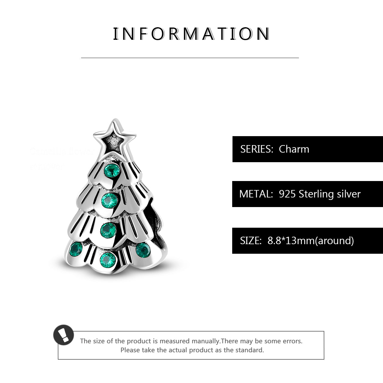 Christmas Tree Pendant In 925 Sterling Silver With Electroplated Finish And Synthetic Zirconia Inlay, 1 Piece