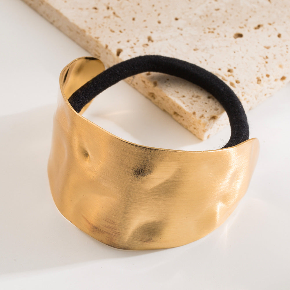New Style Irregular Metal Scrunchie Hair Accessory For Women In Gold, Perfect For Summer