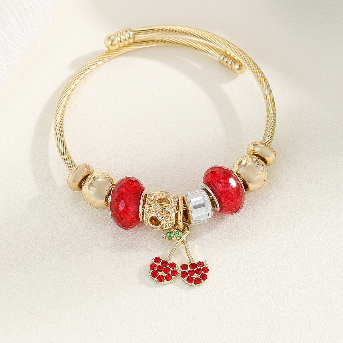 Basic Flowers Stainless Steel Bangle For Women In Rose Red, Elegant Bracelet Accessory