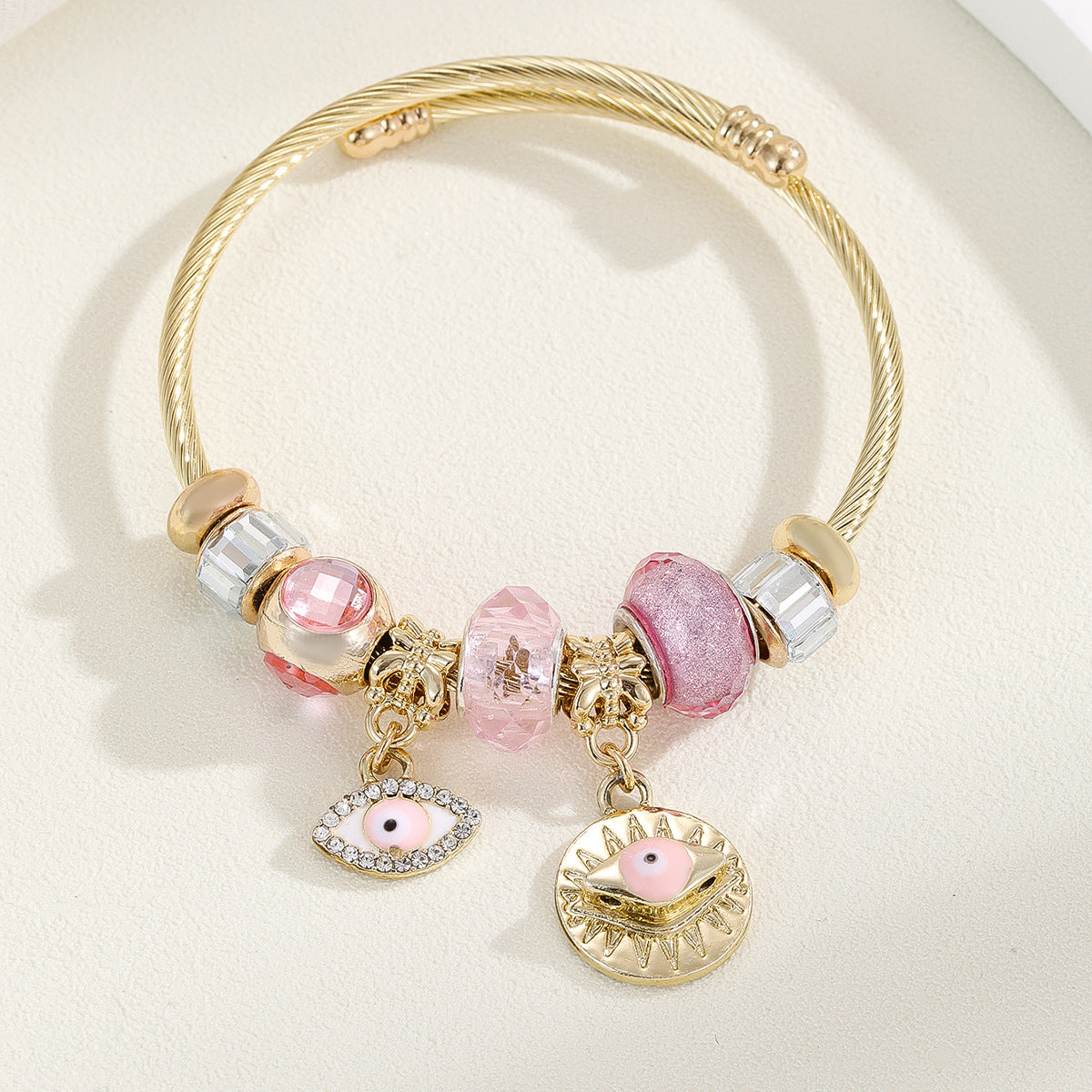 Basic Flowers Stainless Steel Bangle For Women In Rose Red, Elegant Bracelet Accessory