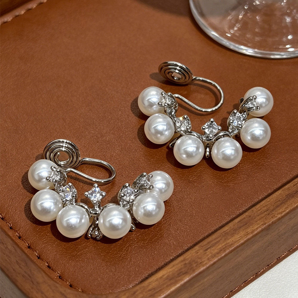 C Shape Clip Earrings For Women In Gold Copper With Zircon Inlay