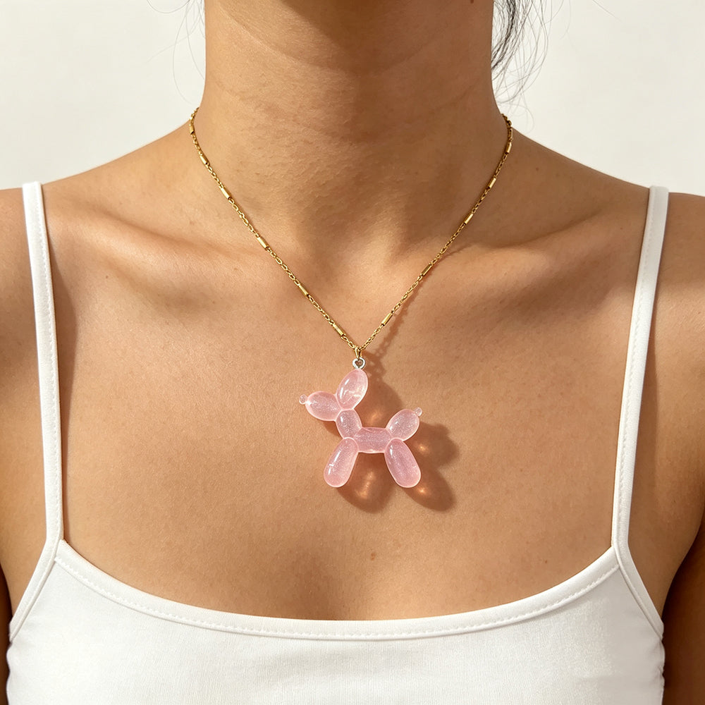 Electroplated Dog Necklace For Women In 304 Stainless Steel With 18K Real Gold PVD Coated And Cross Tube Chain