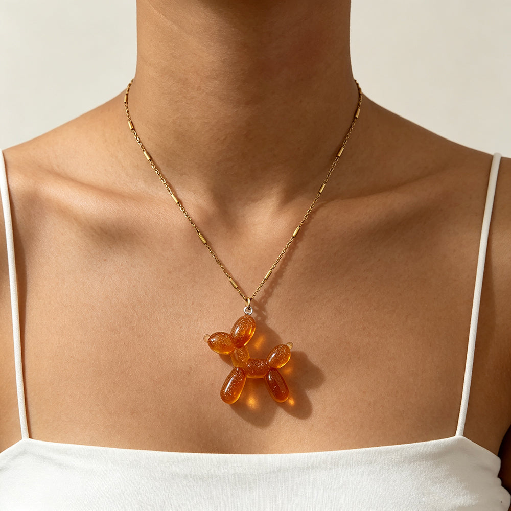 Electroplated Dog Necklace For Women In 304 Stainless Steel With 18K Real Gold PVD Coated And Cross Tube Chain