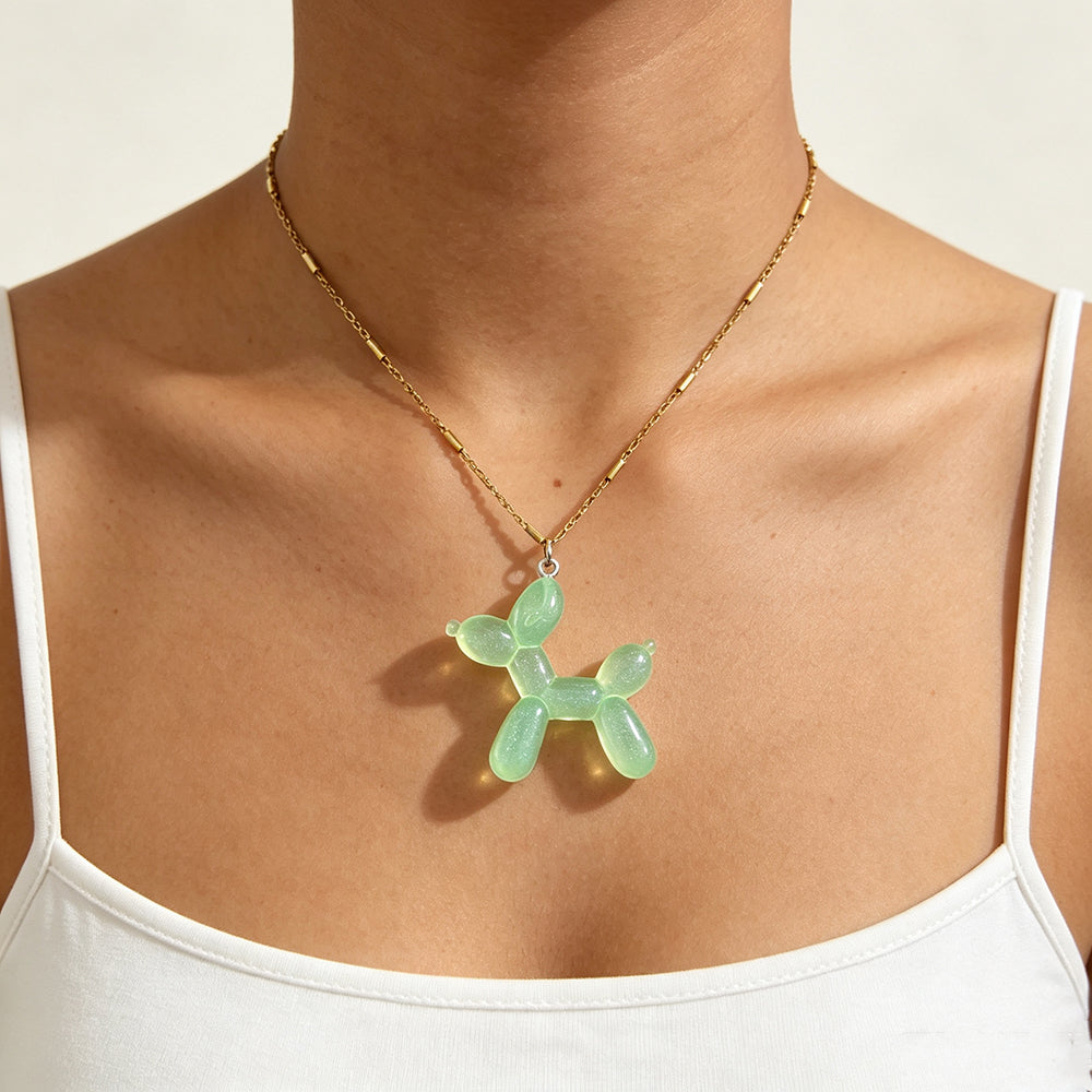 Electroplated Dog Necklace For Women In 304 Stainless Steel With 18K Real Gold PVD Coated And Cross Tube Chain