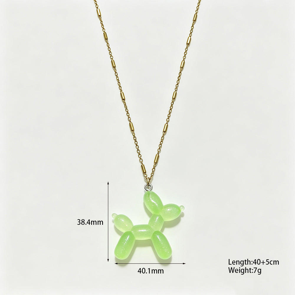 Electroplated Dog Necklace For Women In 304 Stainless Steel With 18K Real Gold PVD Coated And Cross Tube Chain