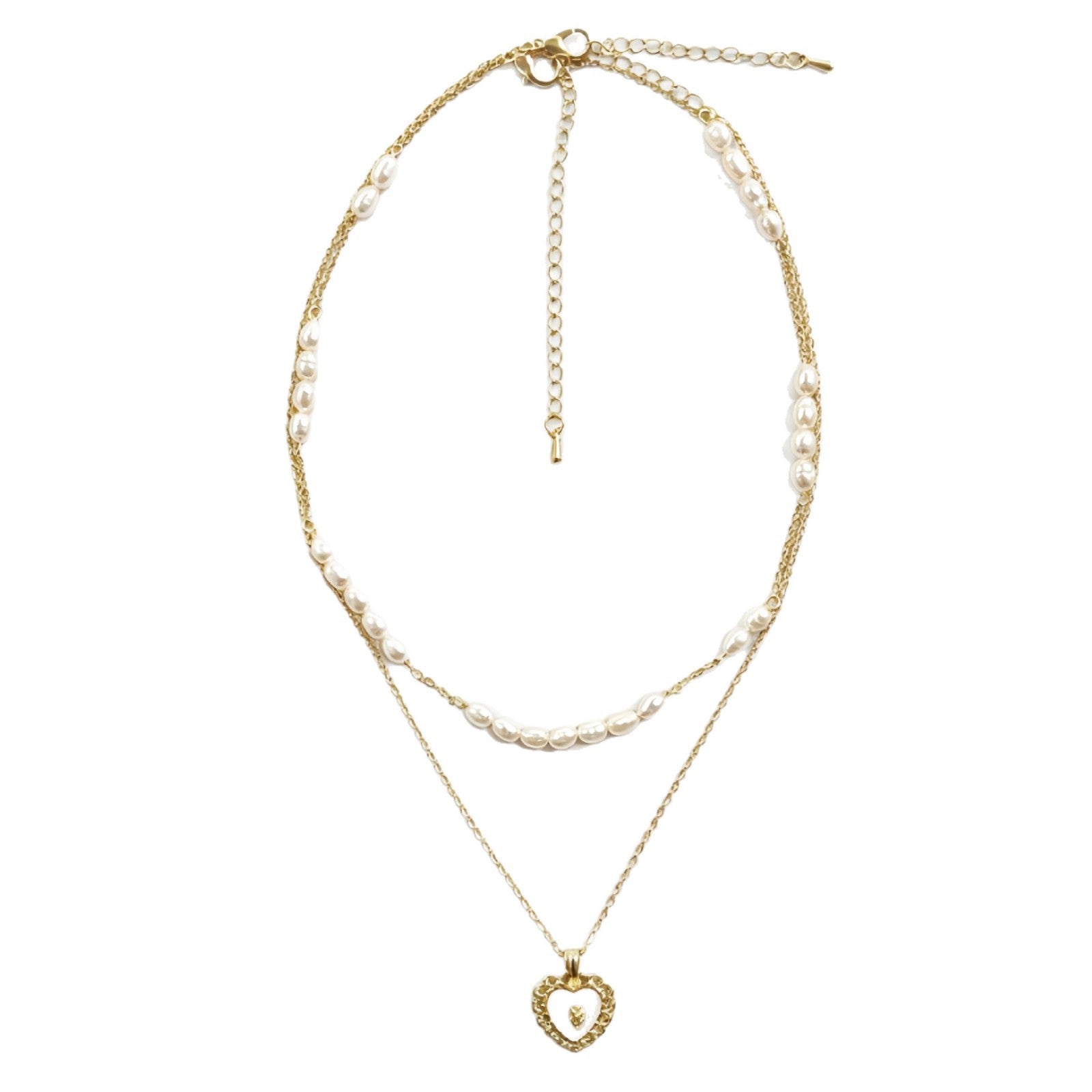 Sweet Double Layer Rose Necklace For Women With Freshwater Pearl, Perfect For Daily Wear