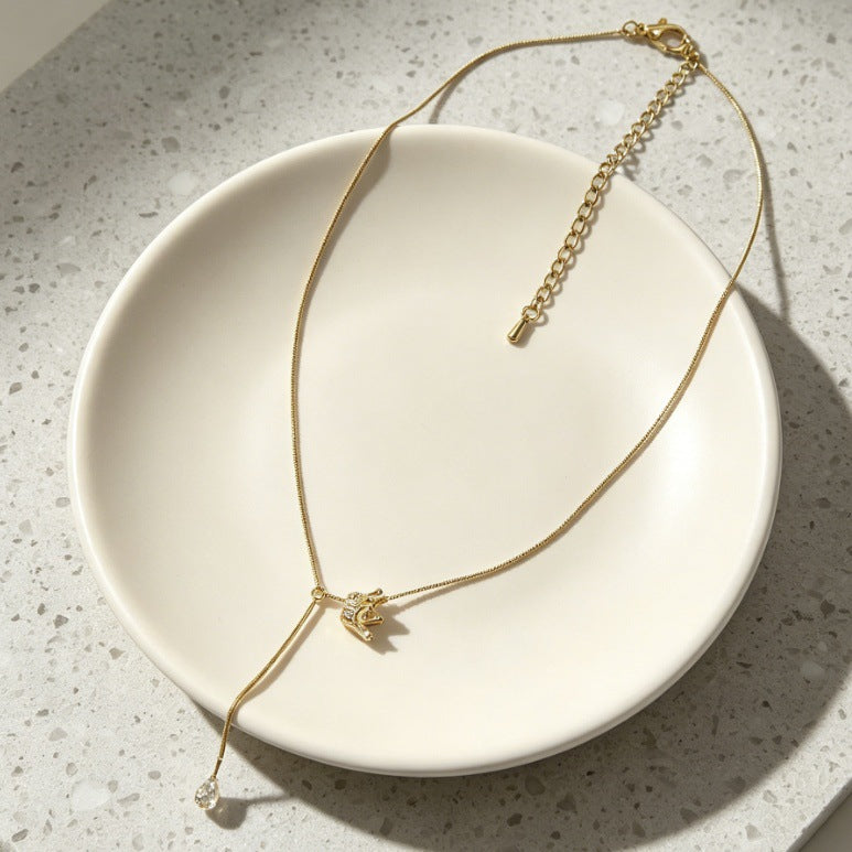 Sweet Double Layer Rose Necklace For Women With Freshwater Pearl, Perfect For Daily Wear