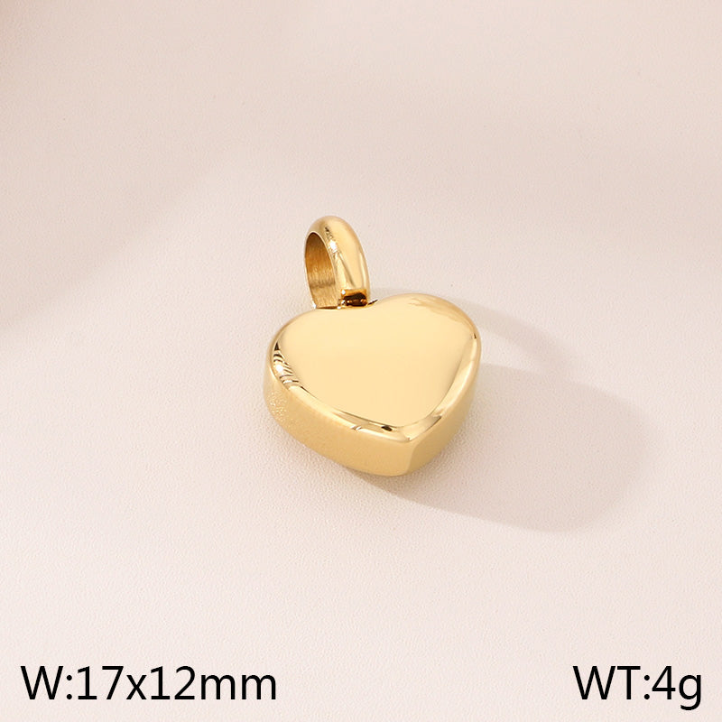 Heart Shape Pendant In 304 Stainless Steel With 18K Real Gold Plated 0.03µm PVD Coated Electroplated Finish, 1 Piece
