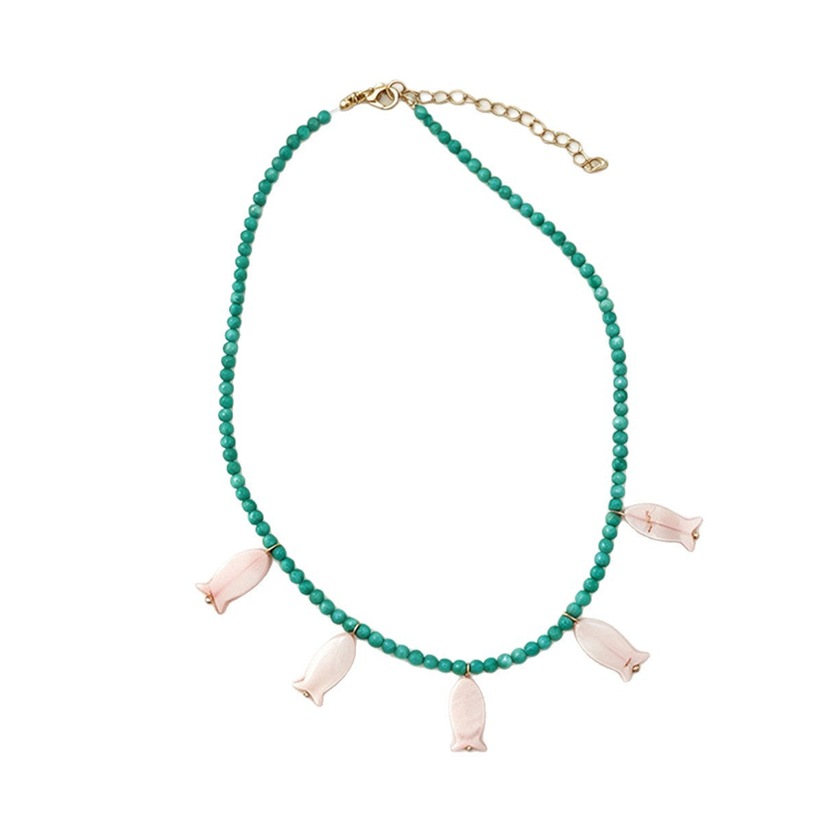 Bohemian Multicolor Fish Necklace With Shell Pendant And Beaded Chain, Unisex Jewelry