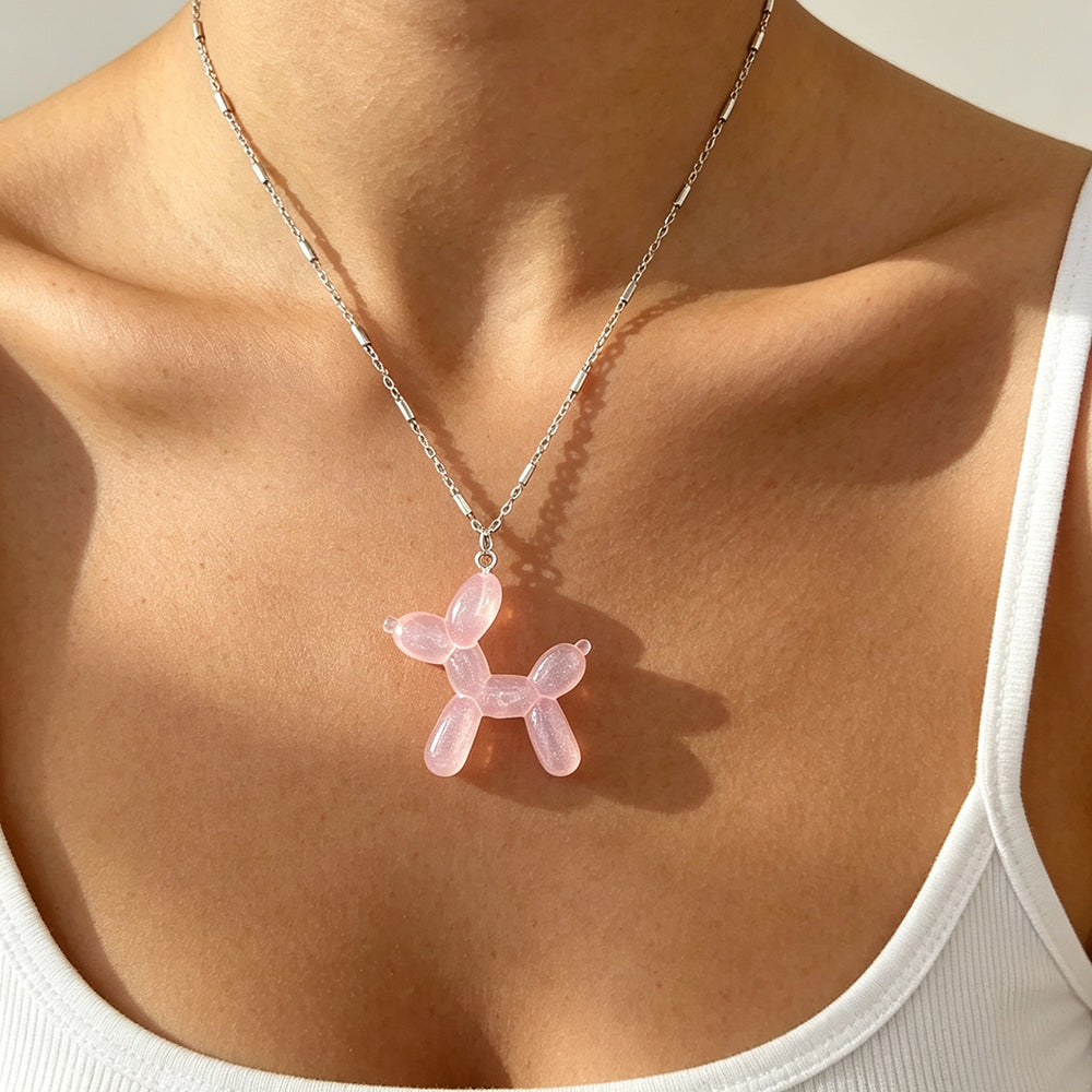 Electroplated Dog Necklace For Women In 304 Stainless Steel With 18K Real Gold PVD Coated And Cross Tube Chain