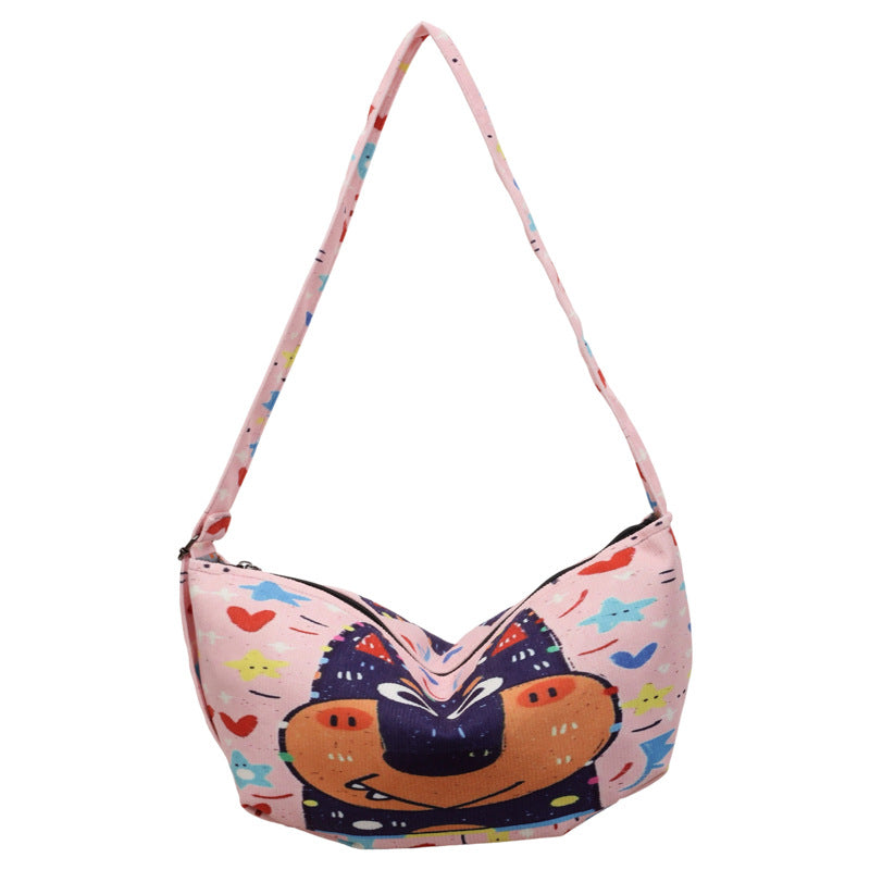 Cartoon Dumpling Shape Shoulder Bag For Women In Polyester With Single Shoulder Strap, Perfect For Spring