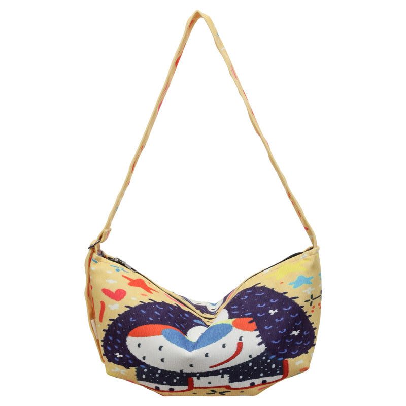 Cartoon Dumpling Shape Shoulder Bag For Women In Polyester With Single Shoulder Strap, Perfect For Spring