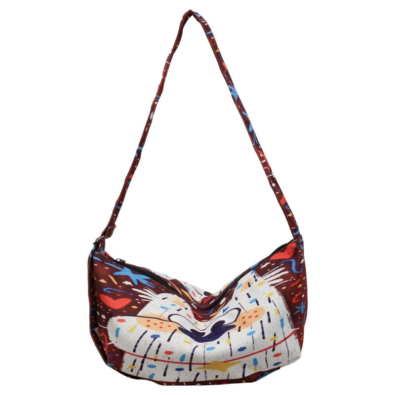 Cartoon Dumpling Shape Shoulder Bag For Women In Polyester With Single Shoulder Strap, Perfect For Spring