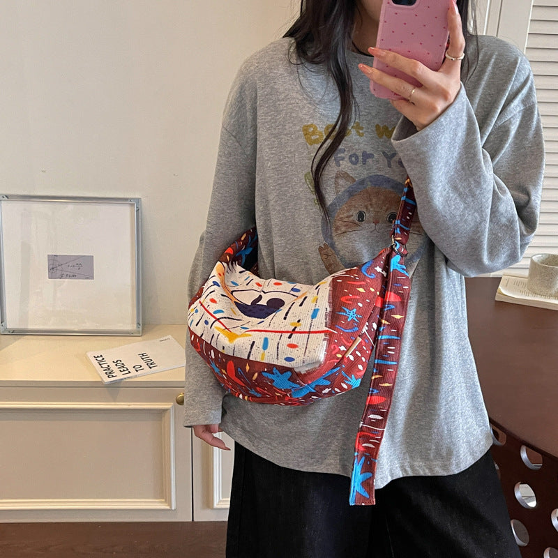 Cartoon Dumpling Shape Shoulder Bag For Women In Polyester With Single Shoulder Strap, Perfect For Spring
