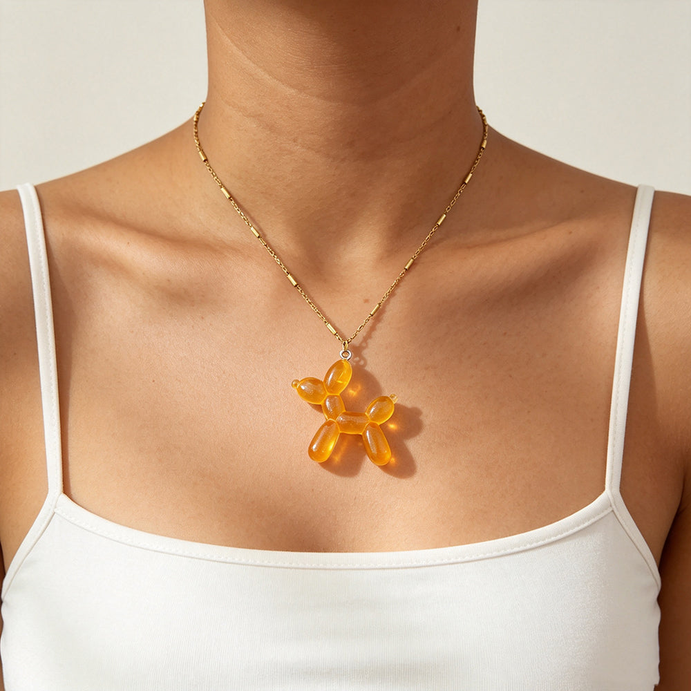 Electroplated Dog Necklace For Women In 304 Stainless Steel With 18K Real Gold PVD Coated And Cross Tube Chain