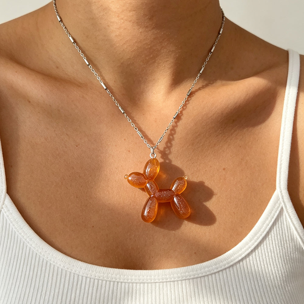 Electroplated Dog Necklace For Women In 304 Stainless Steel With 18K Real Gold PVD Coated And Cross Tube Chain
