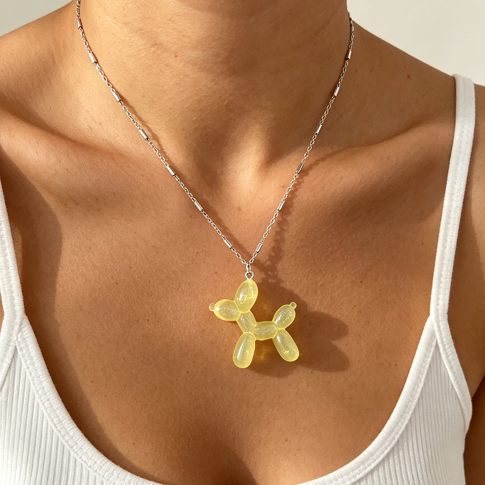 Electroplated Dog Necklace For Women In 304 Stainless Steel With 18K Real Gold PVD Coated And Cross Tube Chain