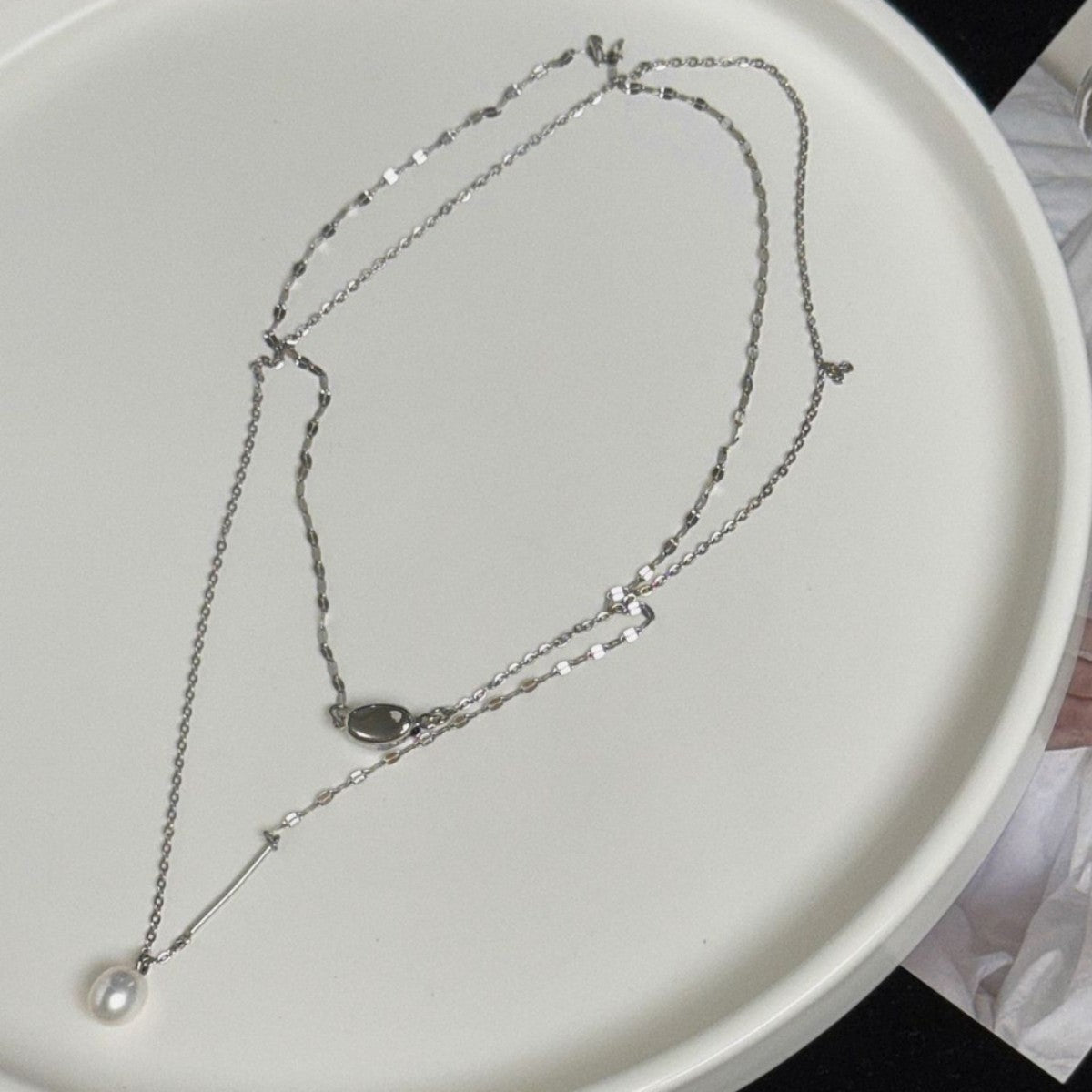 Freshwater Pearl Long Necklace For Women With Copper Chain Featuring Baroque Pearl Inlay, Perfect For Casual Wear