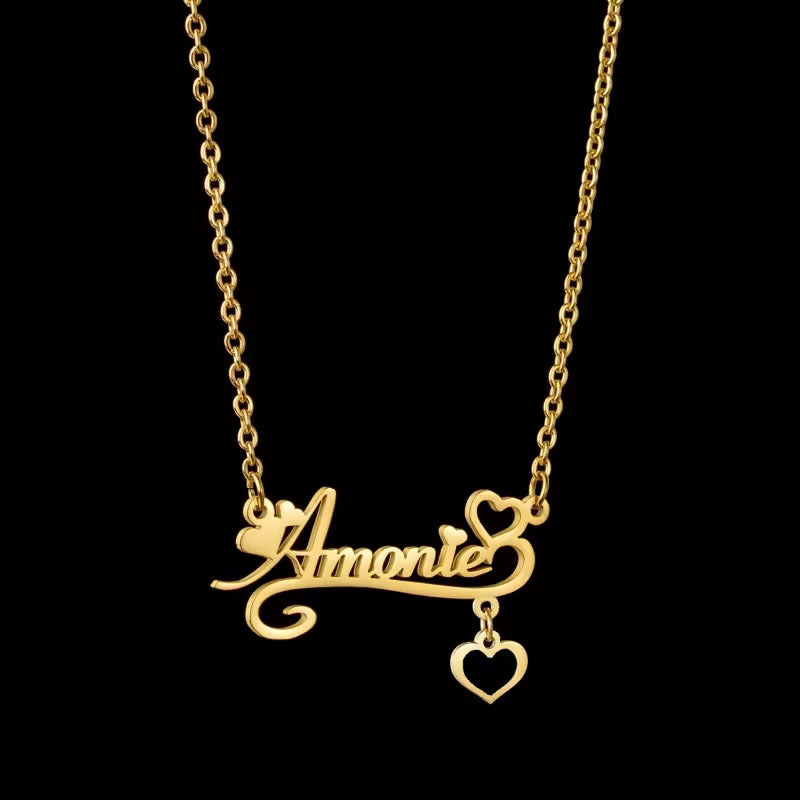 Heart Shape Pendant Necklace In Real Gold Plated 304 Stainless Steel With Unisex Cable Chain