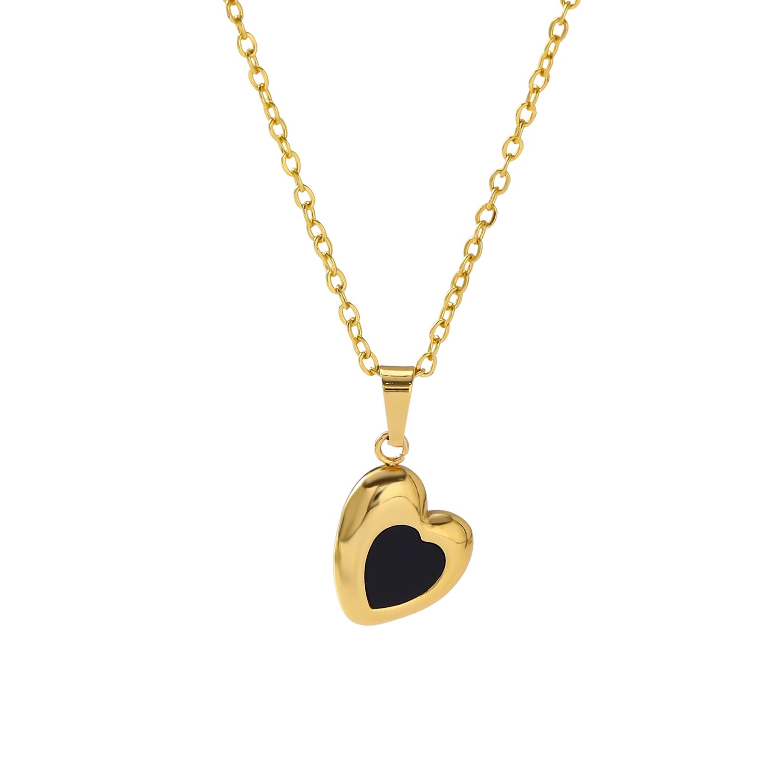 Heart Shape Necklace For Women With 304 Stainless Steel Chain And Pendant Inlaid With Shell