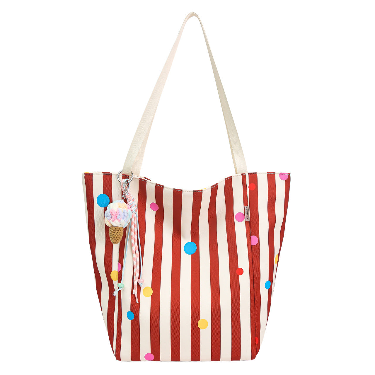 Color Block Square Nylon Tote Bag With Single Shoulder Strap, Large Capacity, Perfect For Spring