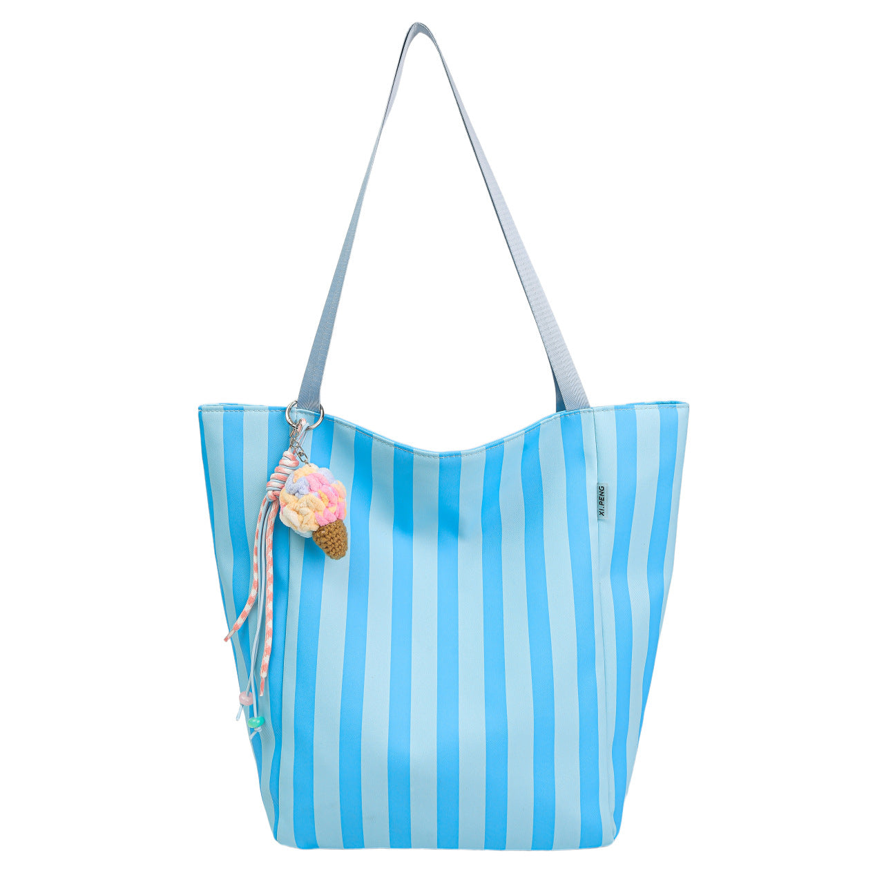 Color Block Square Nylon Tote Bag With Single Shoulder Strap, Large Capacity, Perfect For Spring