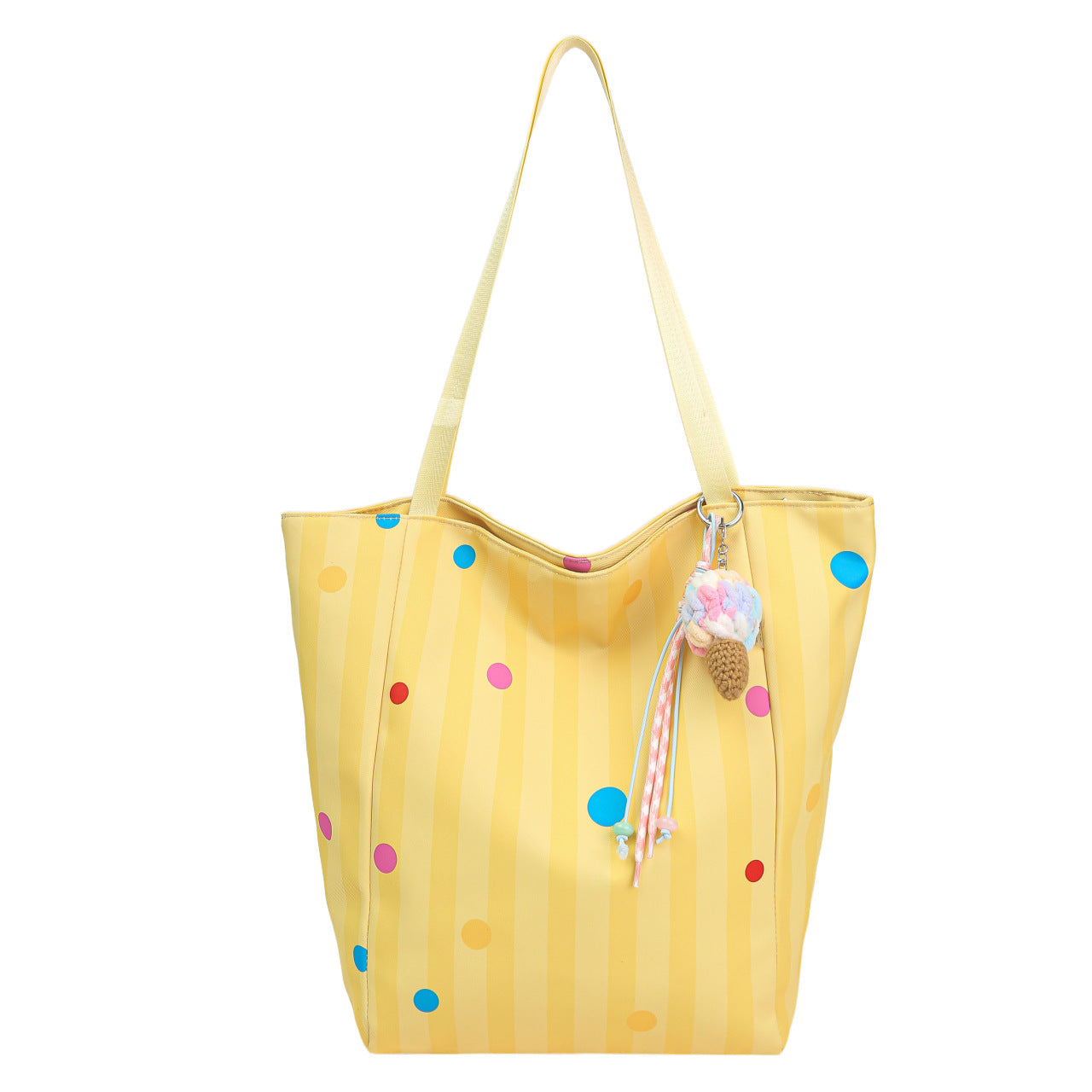 Color Block Square Nylon Tote Bag With Single Shoulder Strap, Large Capacity, Perfect For Spring