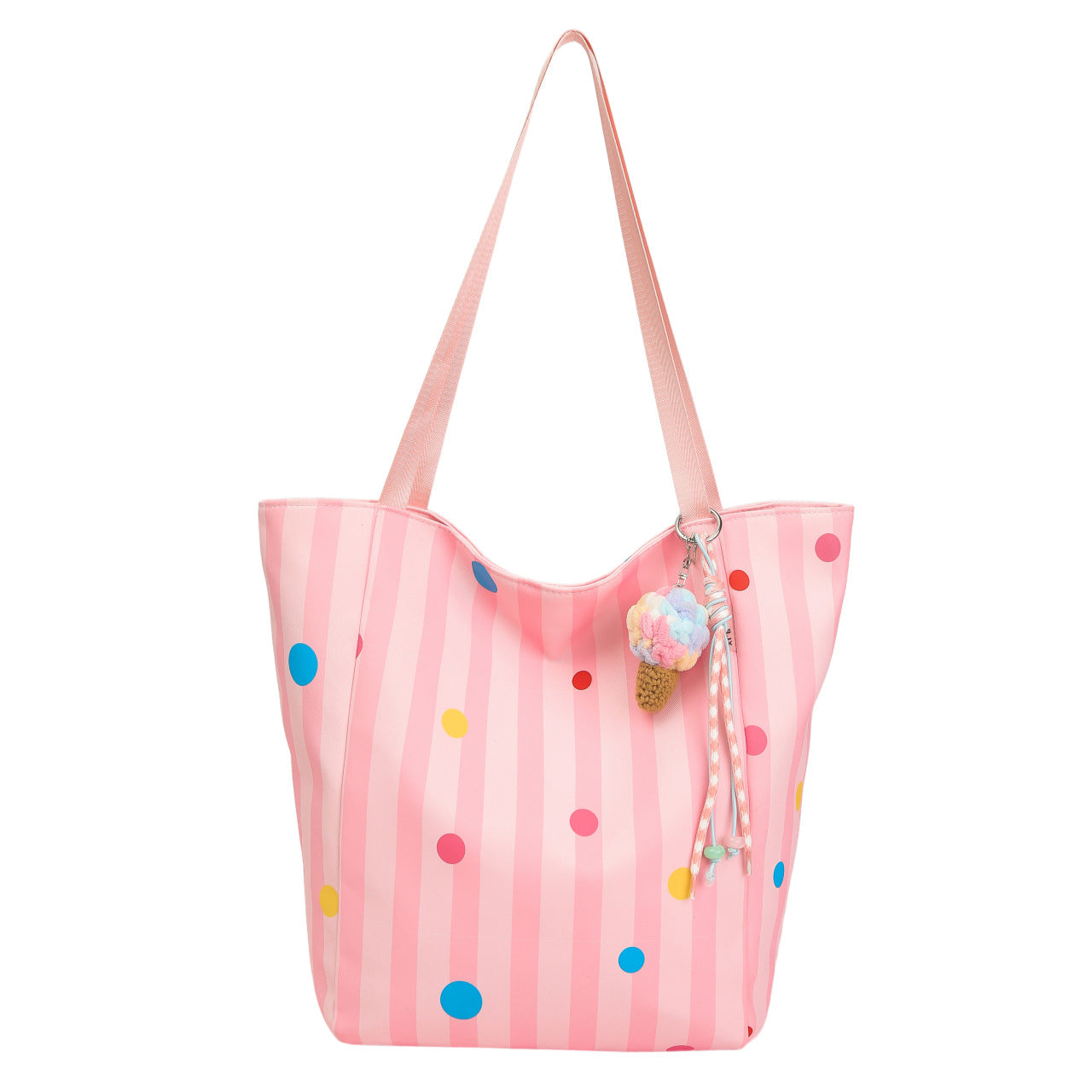 Color Block Square Nylon Tote Bag With Single Shoulder Strap, Large Capacity, Perfect For Spring
