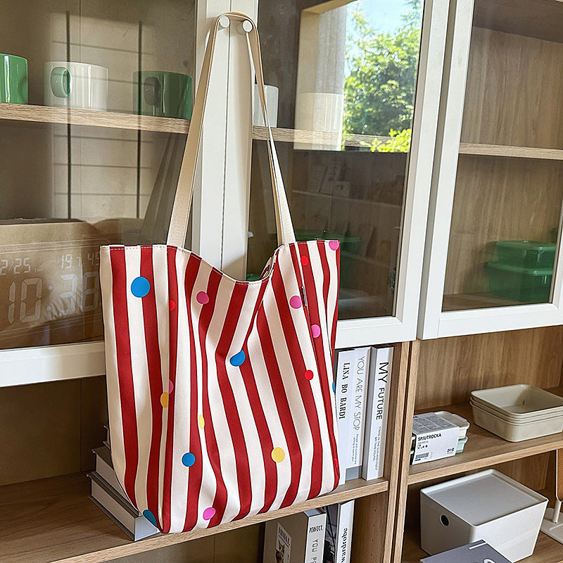 Color Block Square Nylon Tote Bag With Single Shoulder Strap, Large Capacity, Perfect For Spring