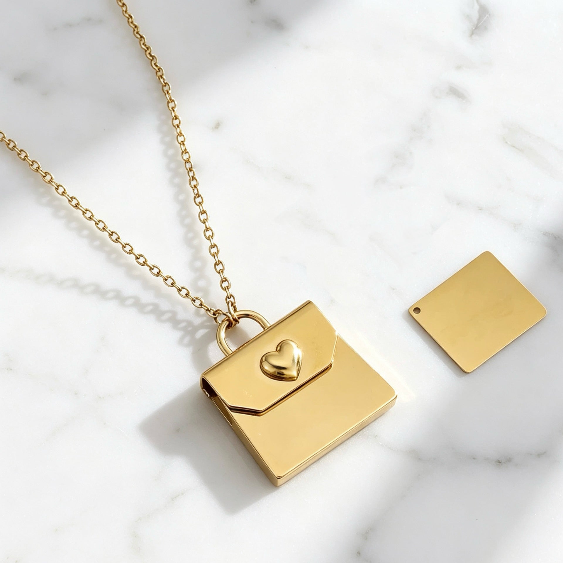 Heart Shape Necklace For Women In Steel Color, 304 Stainless Steel With Cable Chain, PVD Coated And Real Gold Plated