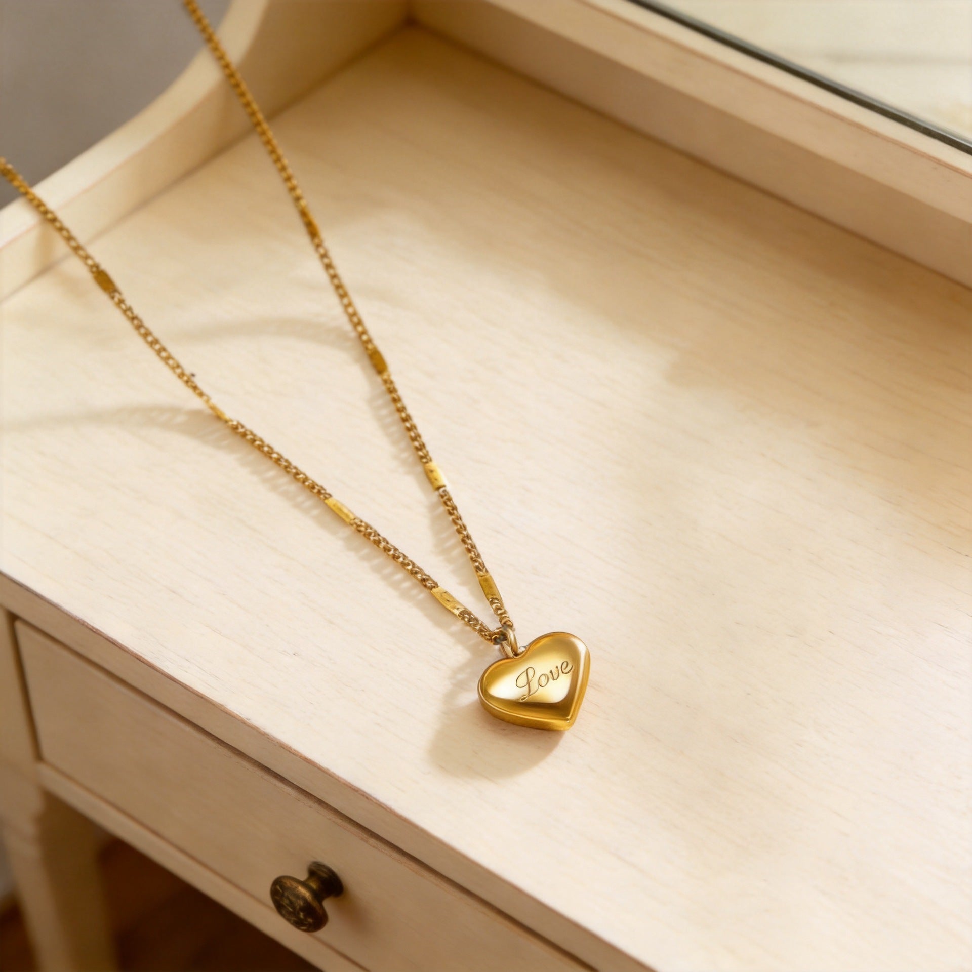 Heart Shape Necklace For Women Featuring Titanium Steel Pendant With 18K Real Gold Plated PVD Coating