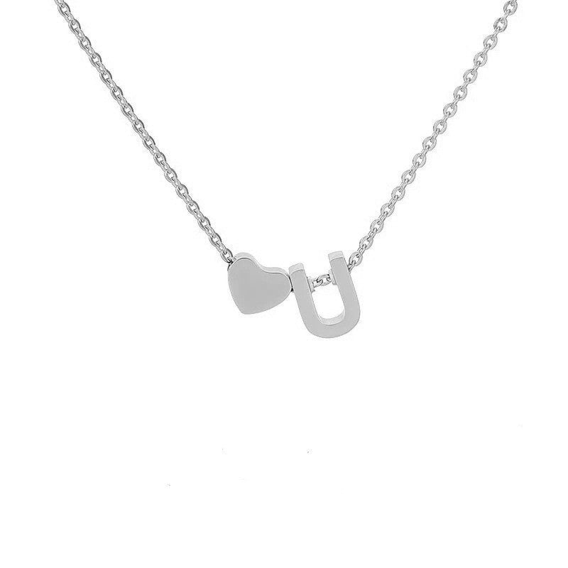 Heart Shape Necklace For Women In Steel Color, Real Gold Plated Titanium Steel Pendant With Cable Chain