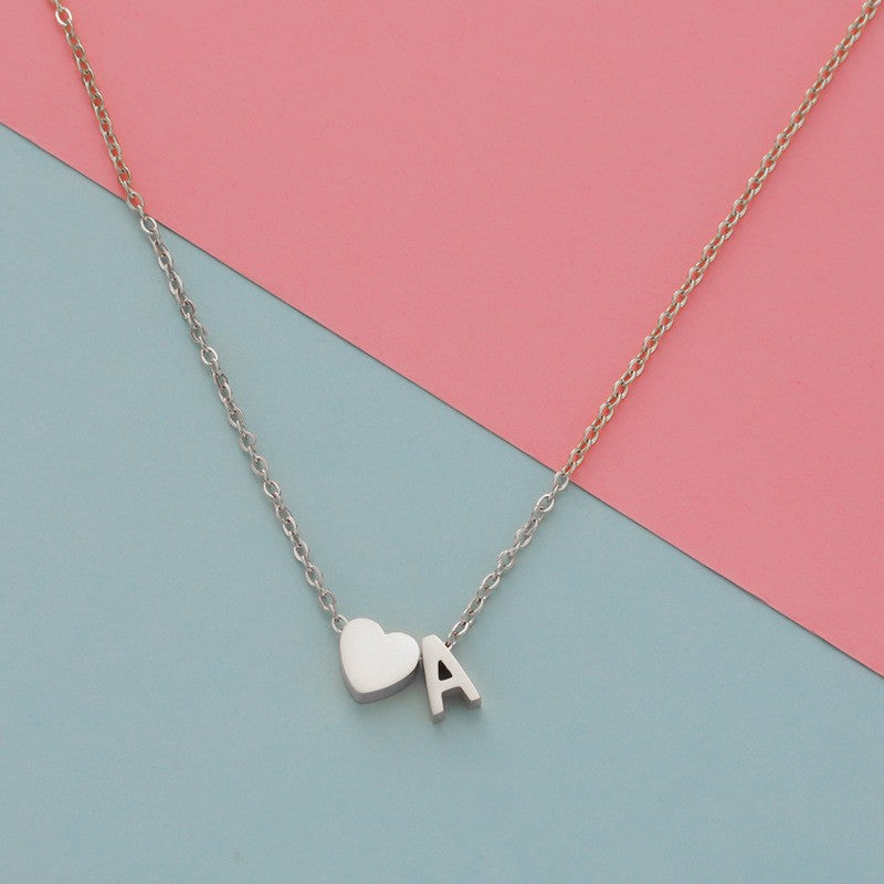 Heart Shape Necklace For Women In Steel Color, Real Gold Plated Titanium Steel Pendant With Cable Chain