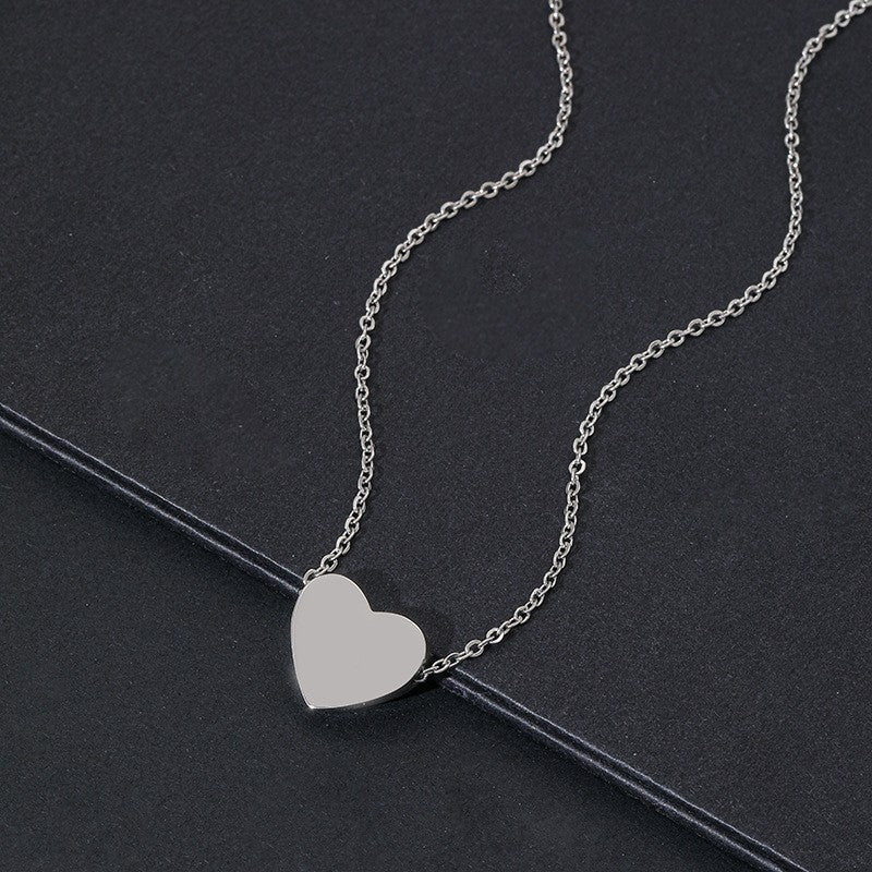 Heart Shape Necklace For Women In Steel Color, Real Gold Plated Titanium Steel Pendant With Cable Chain