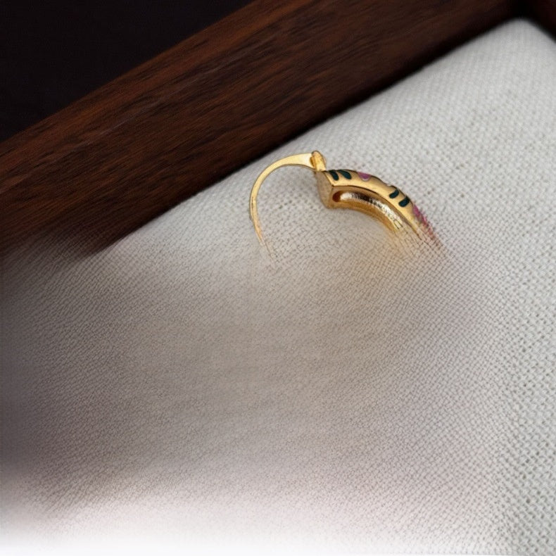 Heart Shape Enamel Earrings For Women In Brass Featuring 18K Real Gold Plated Finish