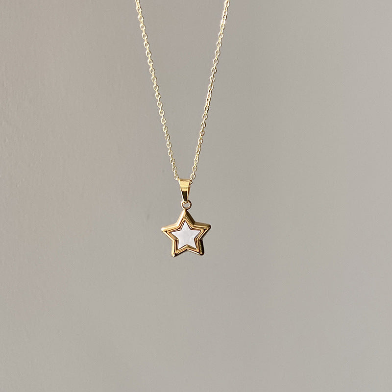 Heart Shape Gold Necklace For Women With Electroplated Finish And Shell Pendant, Made Of 304 Stainless Steel