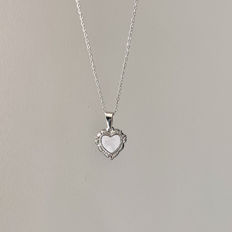 Heart Shape Gold Necklace For Women With Electroplated Finish And Shell Pendant, Made Of 304 Stainless Steel