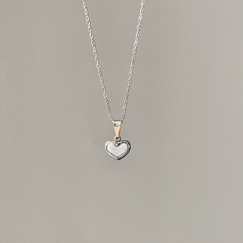 Heart Shape Gold Necklace For Women With Electroplated Finish And Shell Pendant, Made Of 304 Stainless Steel
