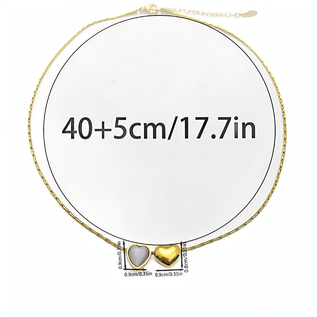 Double Heart Pendant Necklace For Women In 18K Real Gold Plated 304 Stainless Steel With Micro Super Whisper Thin Chain